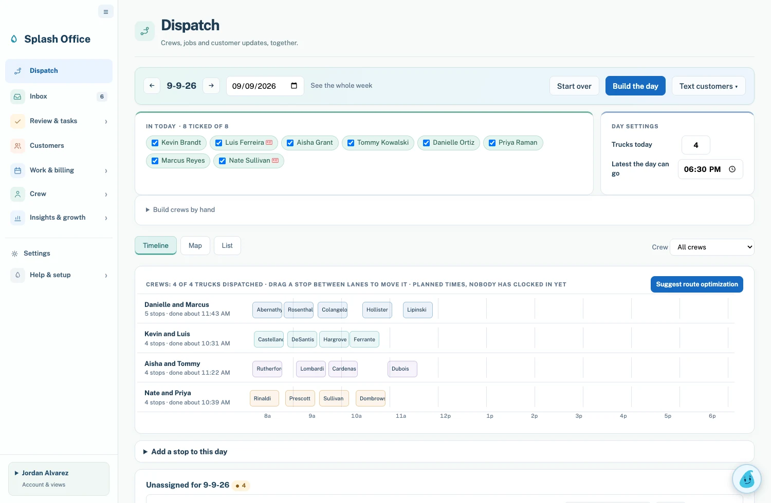 Actual demo dispatch board