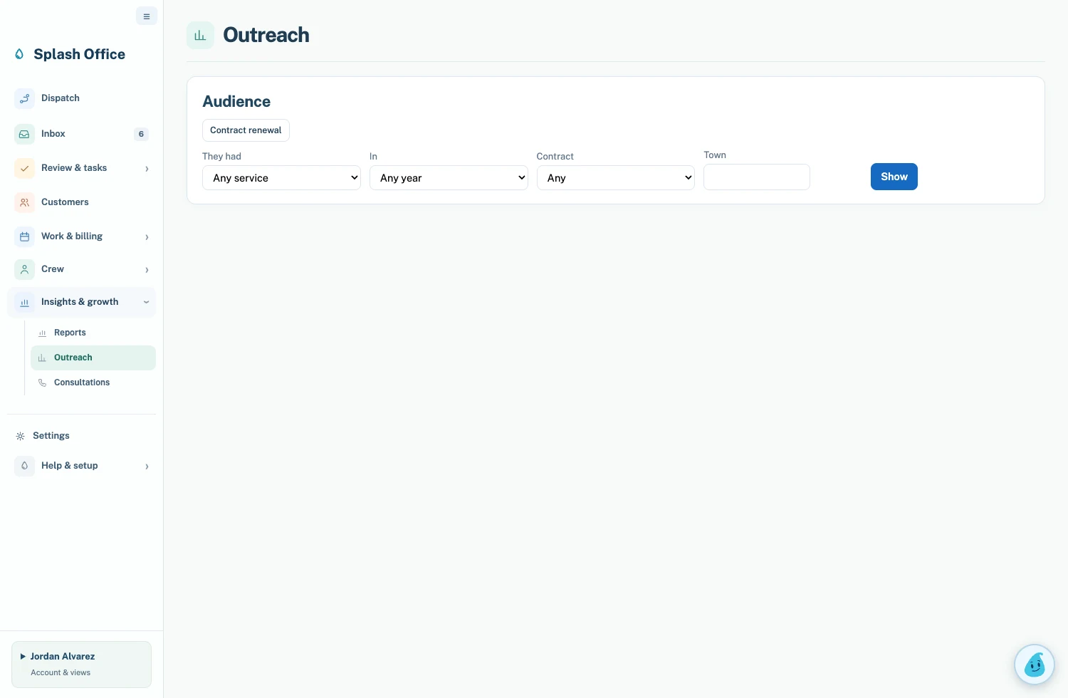 Demo outreach screen